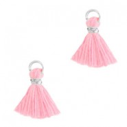 Mini Kwastje Ibiza style 1cm Silver-pink